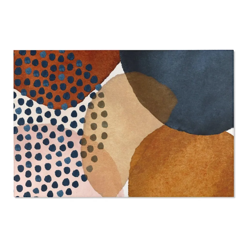 Abstract Area Rug |  Rust Navy Orange Pink