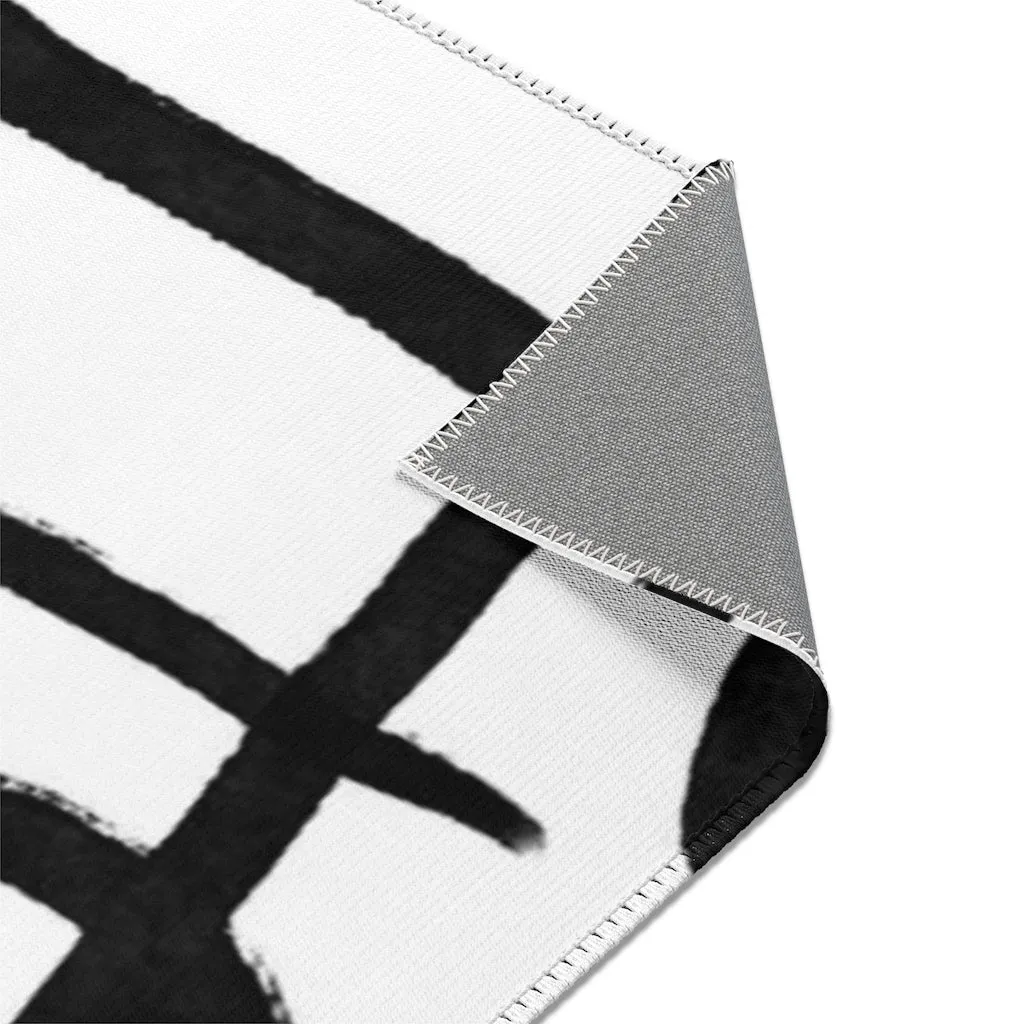 Abstract Area Rug | White Black