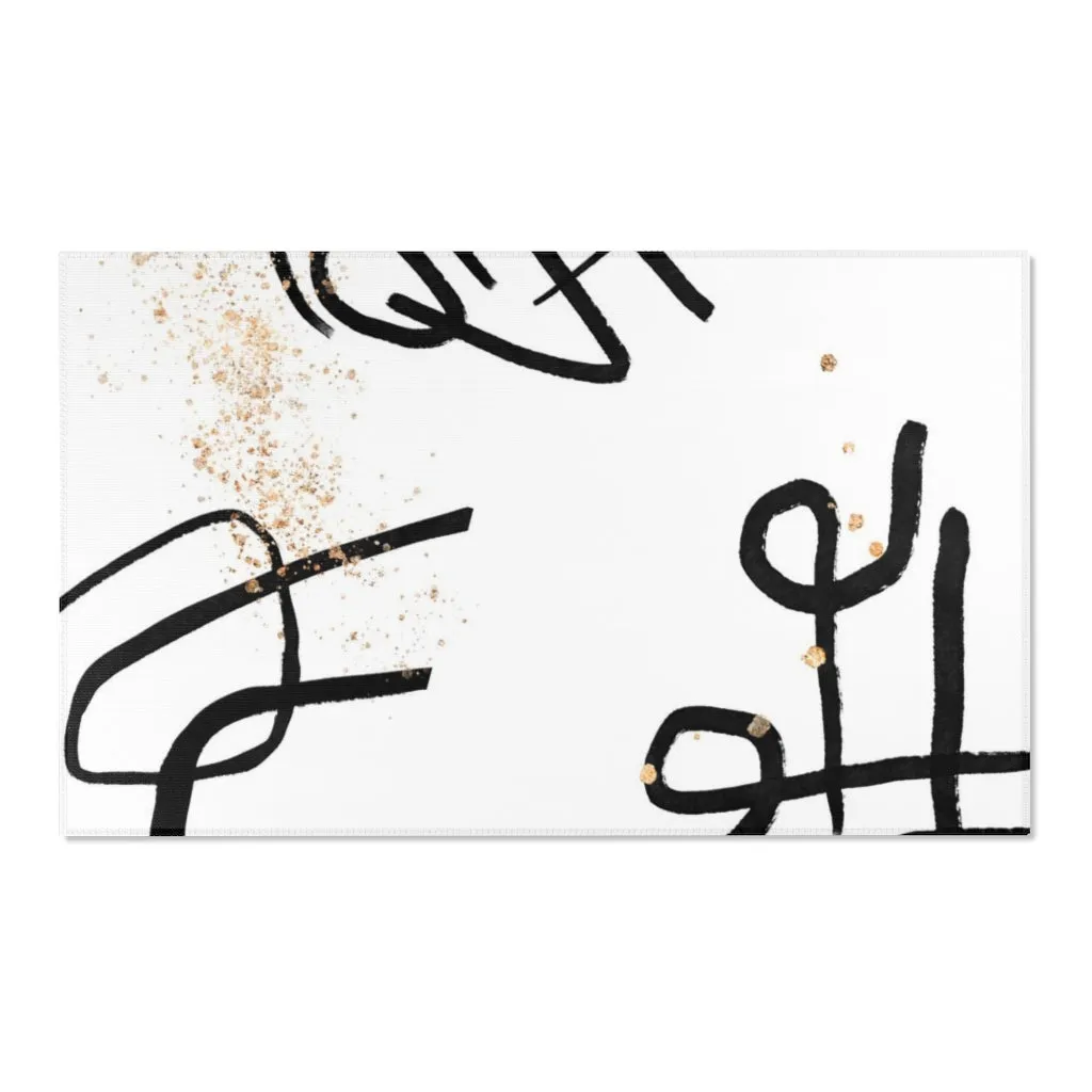 Abstract Area Rug | White Black