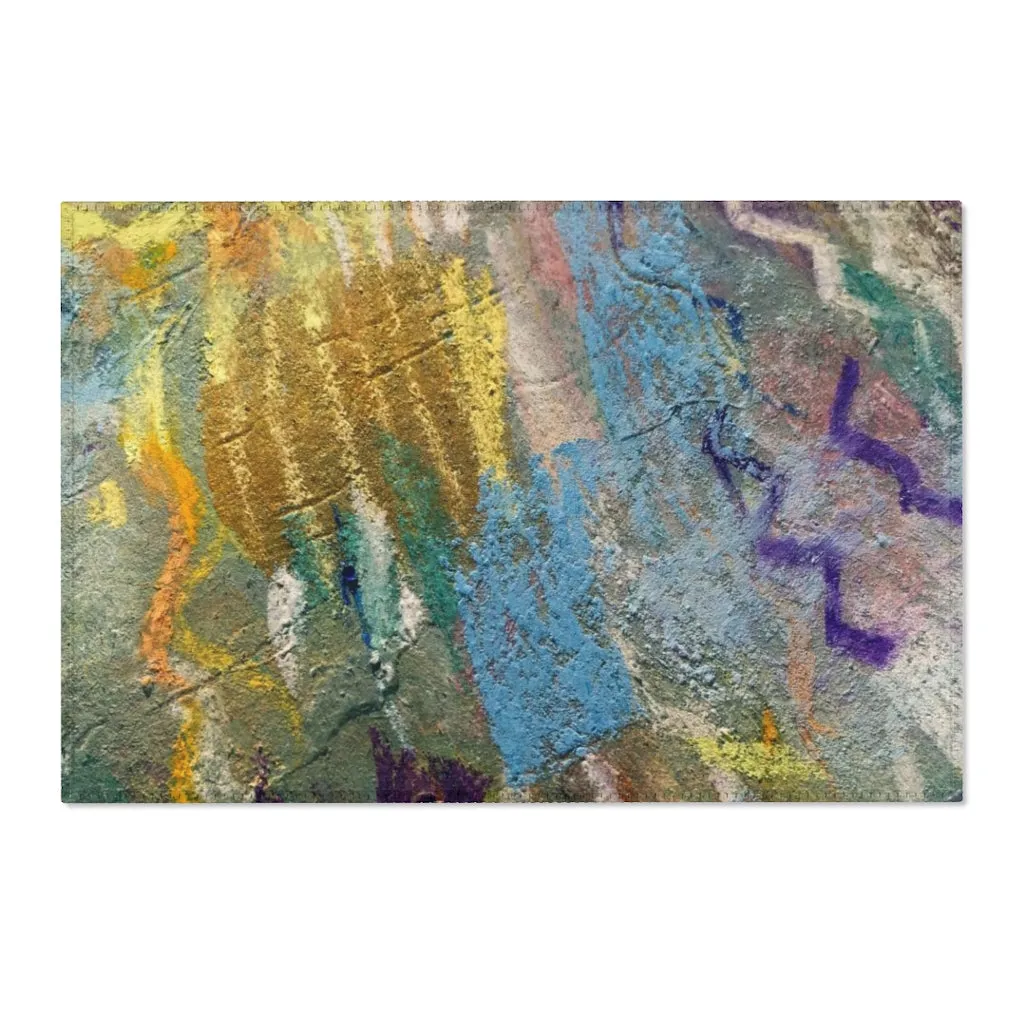 Abstract Area Rug | Yellow Blue Purple Acrylic