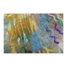 Abstract Area Rug | Yellow Blue Purple Acrylic