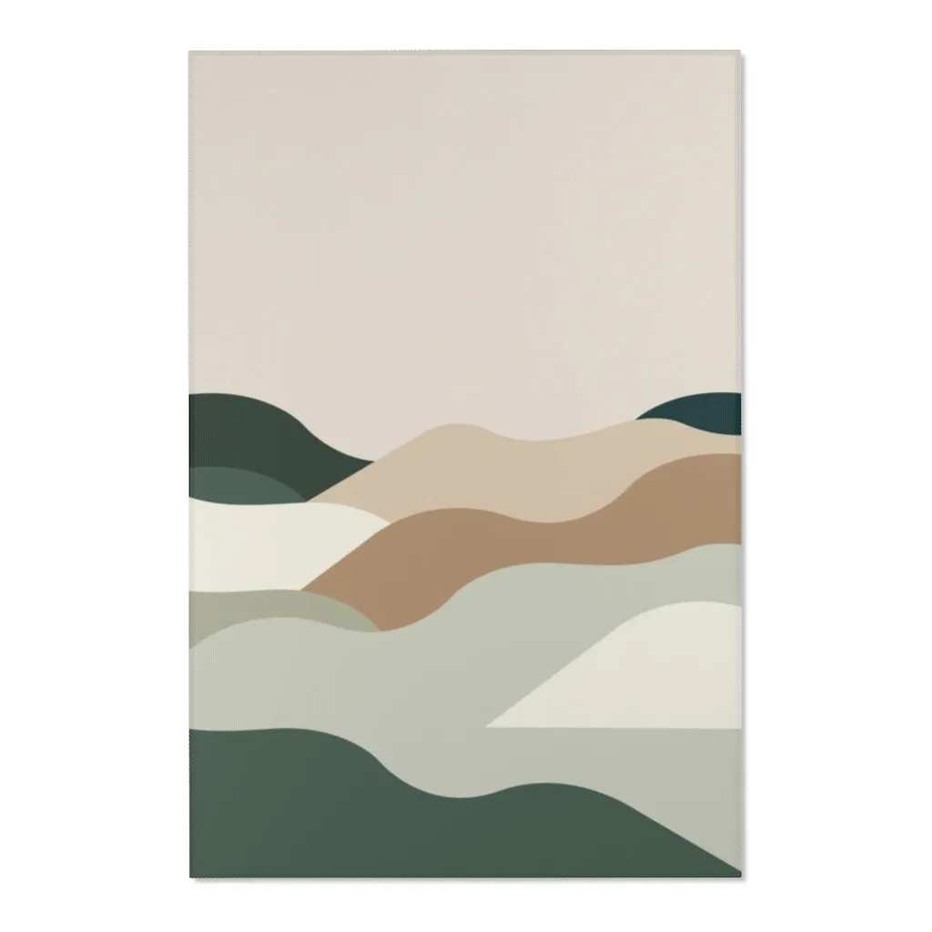 Abstract Boho Area Rug | Beige Green Cream