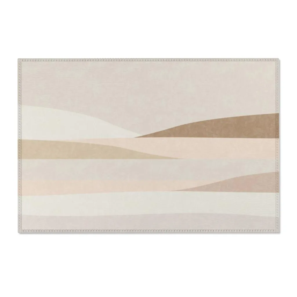 Abstract Boho Area Rug | Beige Sand Pink Hills