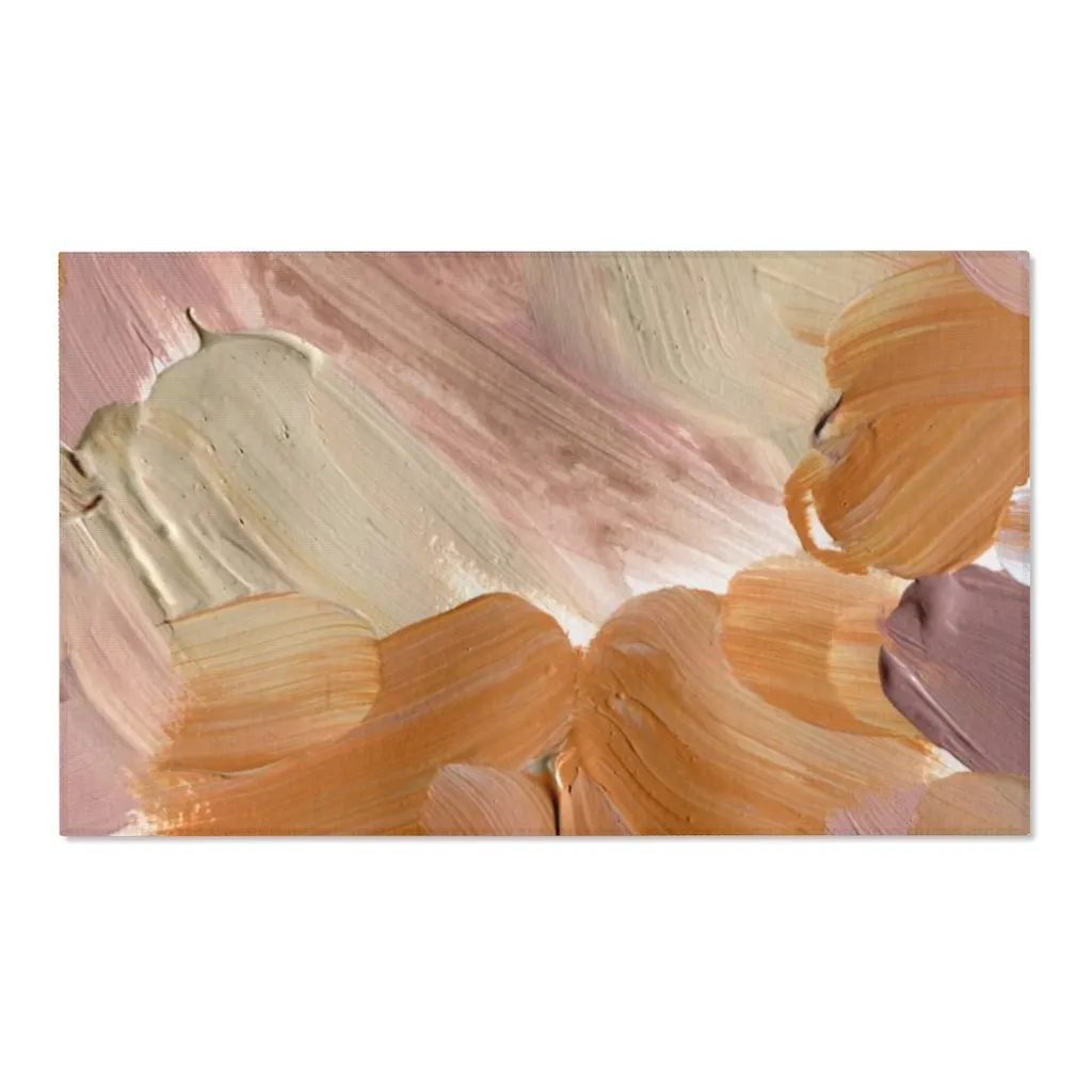 Abstract Boho Area Rug | Mauve Rose Green Acrylic