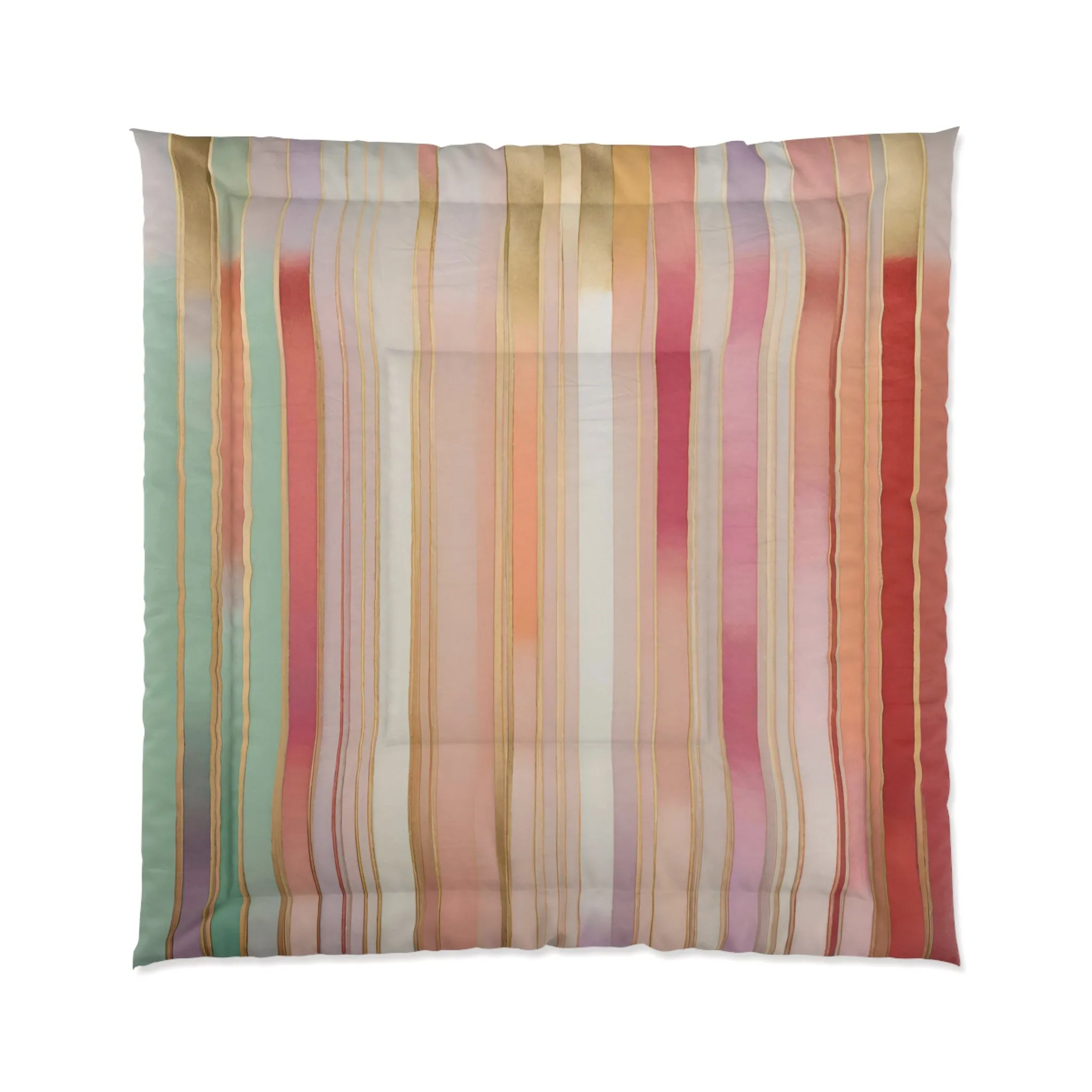 Abstract Colorful Comforter | Red Pink, Mint Beige