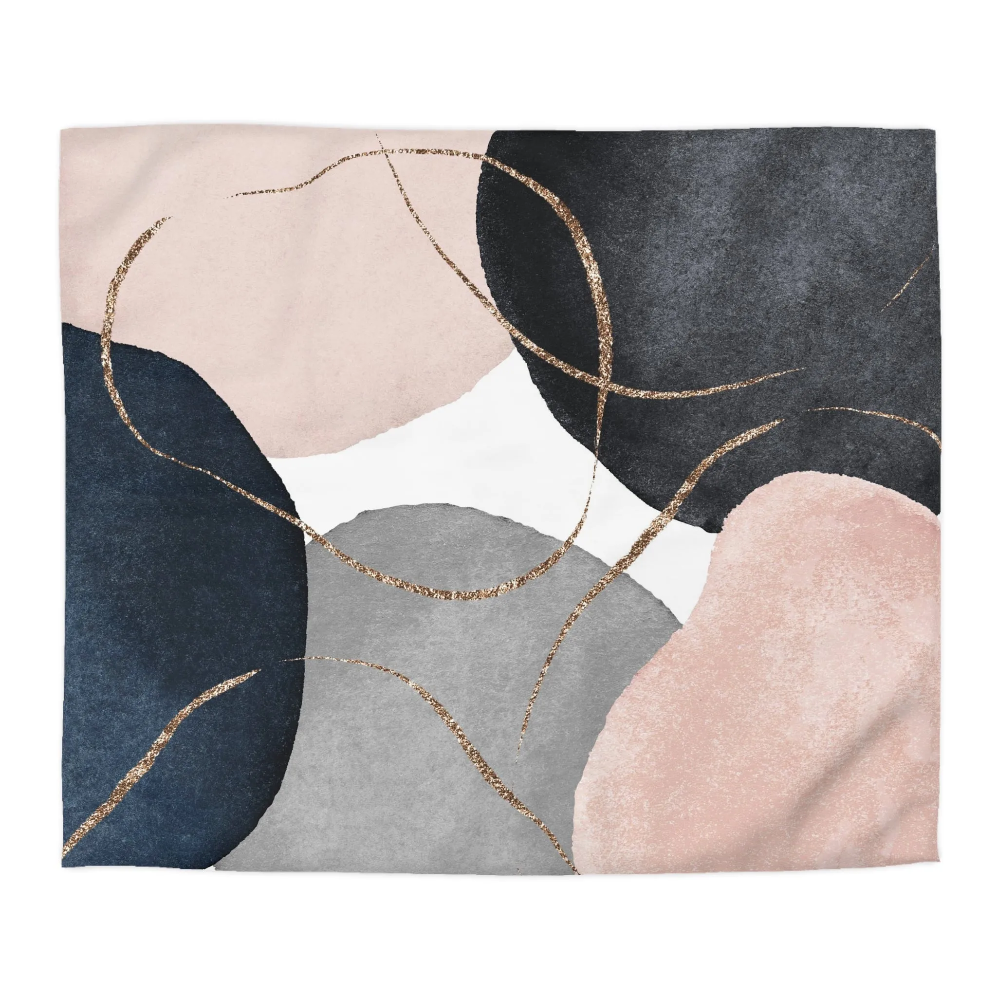 Abstract Duvet Cover | Grey, Blush Pink, Navy Blue White