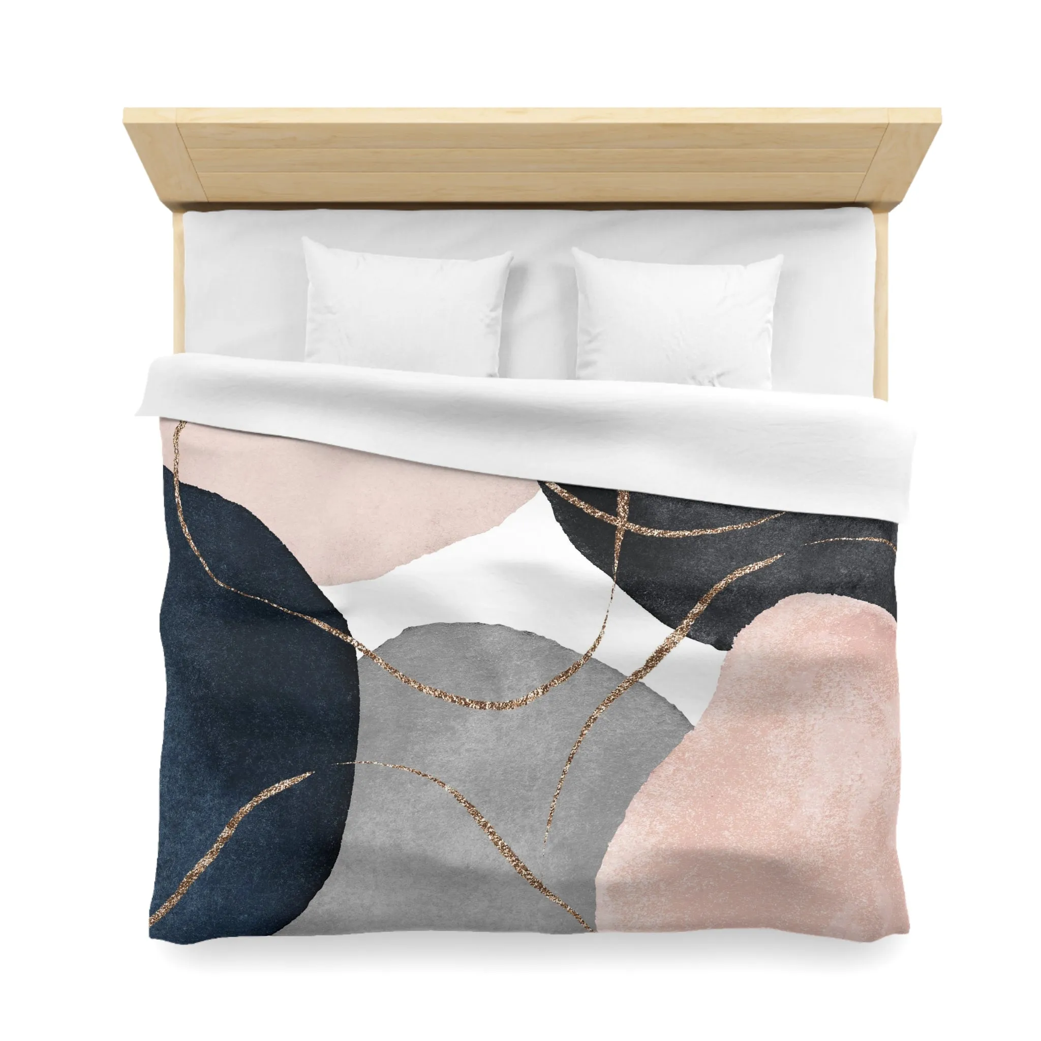 Abstract Duvet Cover | Grey, Blush Pink, Navy Blue White