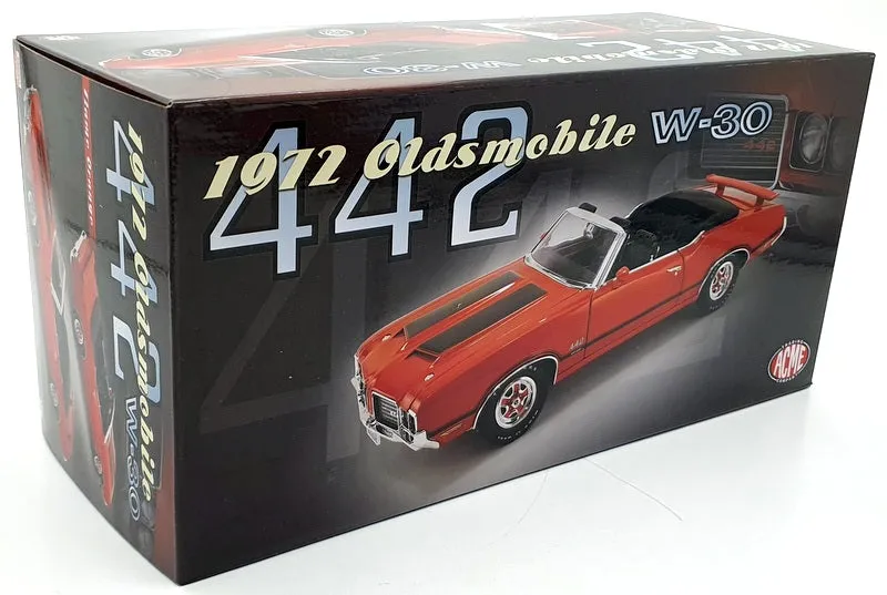 Acme 1/18 Scale Diecast A1805624 - 1972 Oldsmobile 442 W-30 - Flame Orange