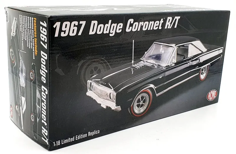 Acme 1/18 Scale Diecast A1806603 - 1967 Dodge Coronet R/T - Black