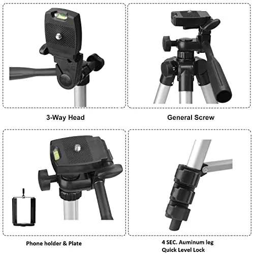 Adjustable Aluminium Alloy Tripod Stand Holder for Mobile Phones & Camera