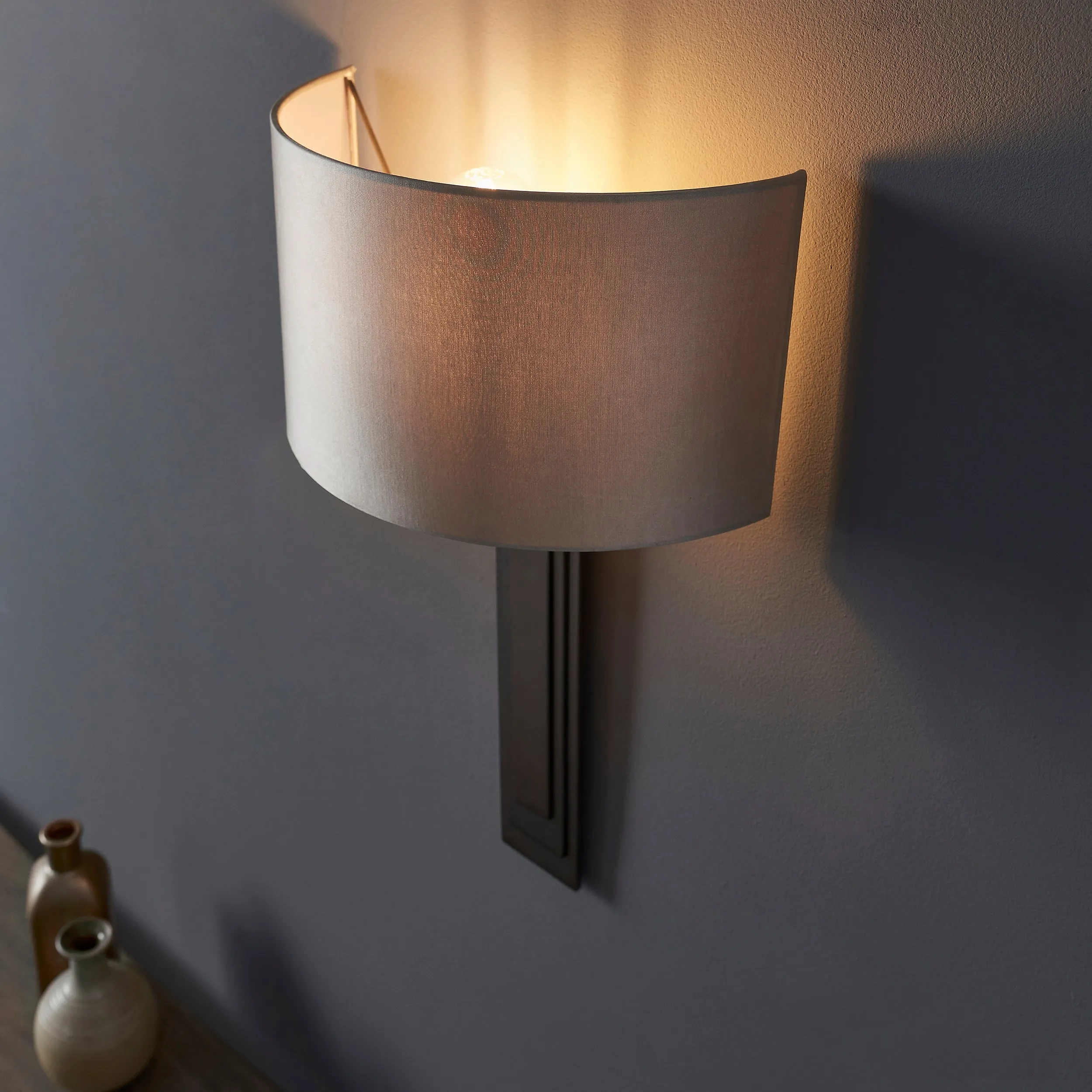 Amos Quadrat Wall Light Brushed Bronze & Mink