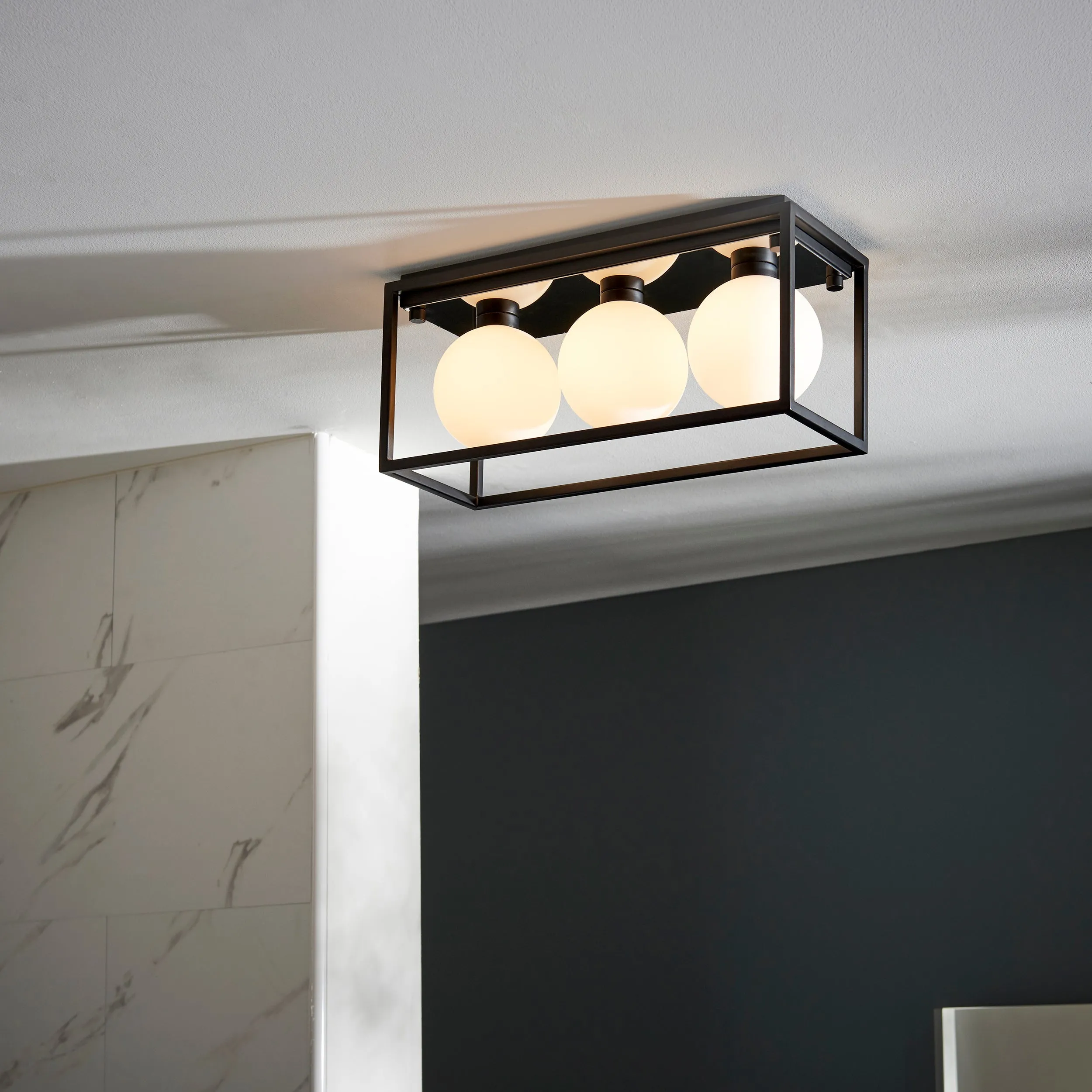 Amos Triton 3 Bathroom Ceiling Light Matt Black