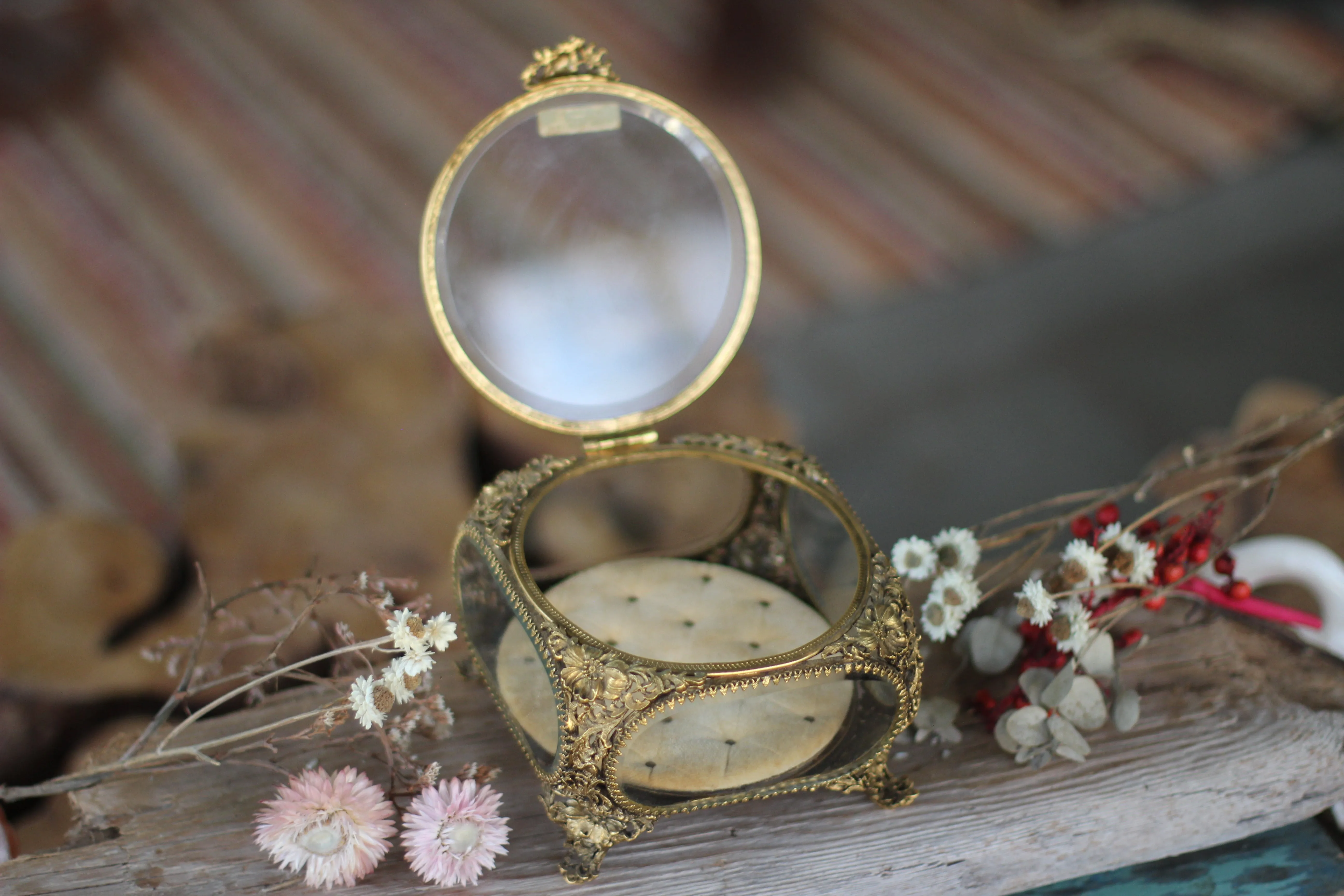 Antique Floral Jewelry Box