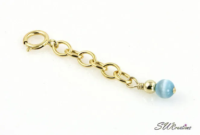 Aqua Cats Eye Gold Bracelet Extender