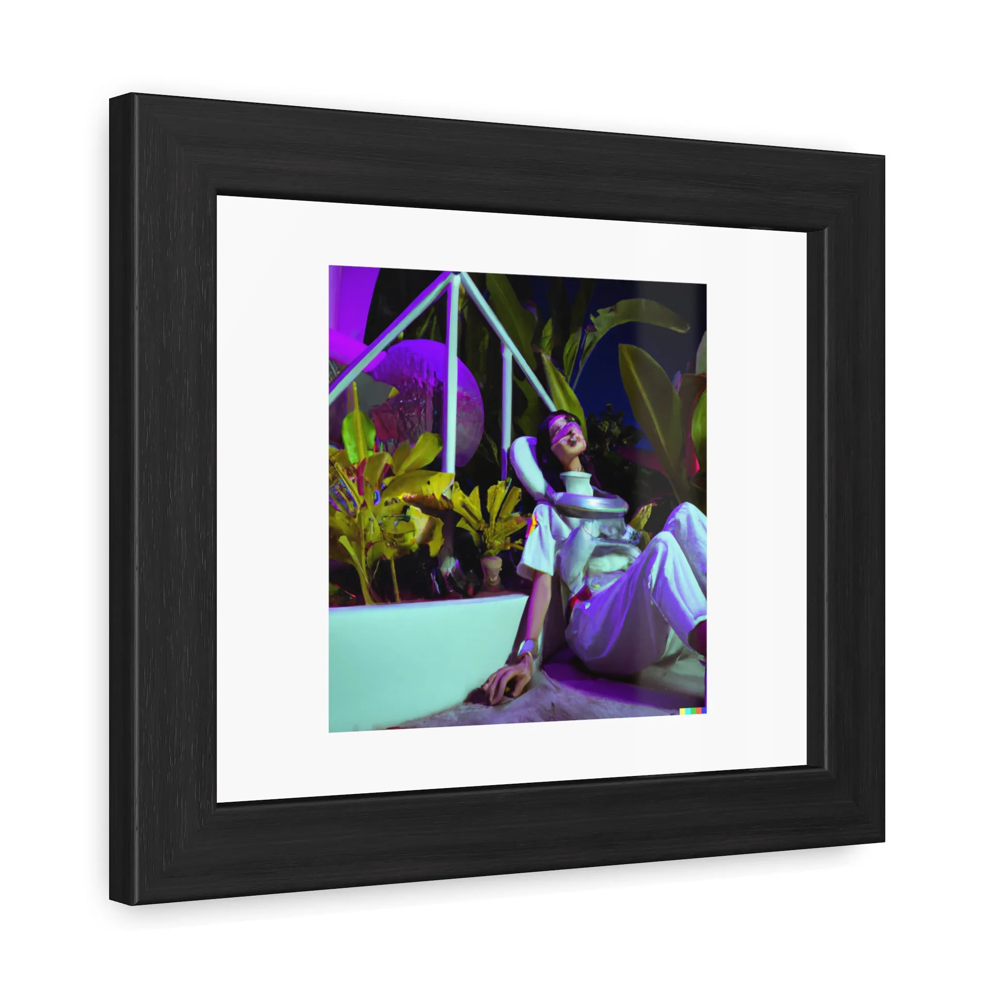 Astronaut Vaporwave Digital Art 'Designed by AI' Wooden Framed Print