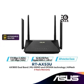 Asus Dual Band Wifi 6 AX1800 RT-AX53U Router