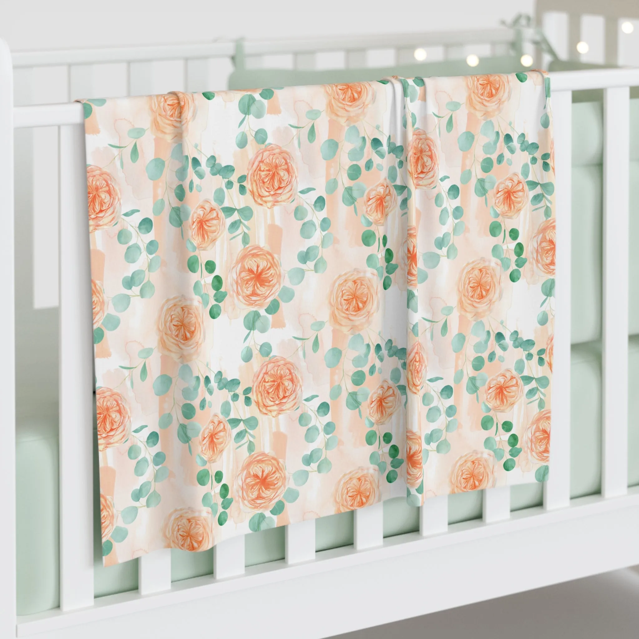 Baby Swaddle Blanket, Australian Rose Floral and Eucalyptus, Baby Swaddle, Baby Shower gift