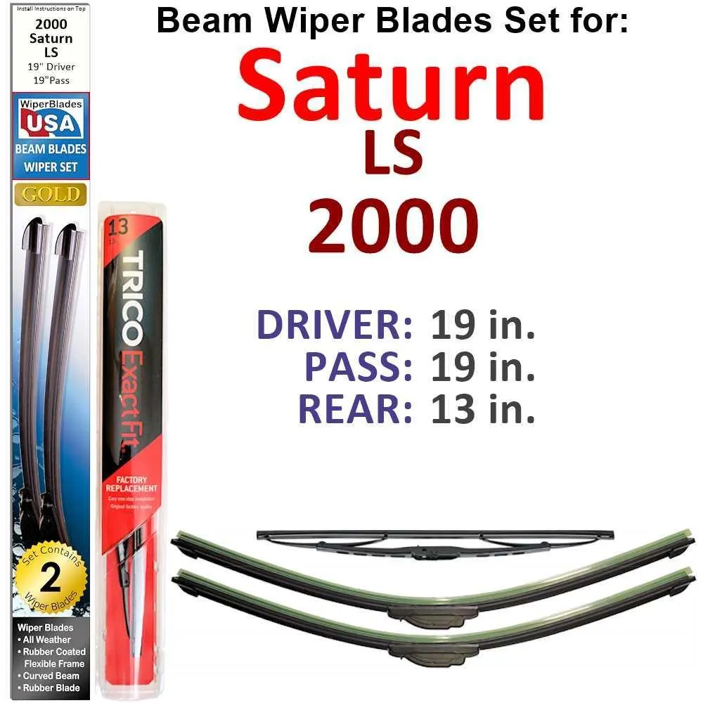 Beam Wiper Blades for 2000 Saturn LS (Set of 3)