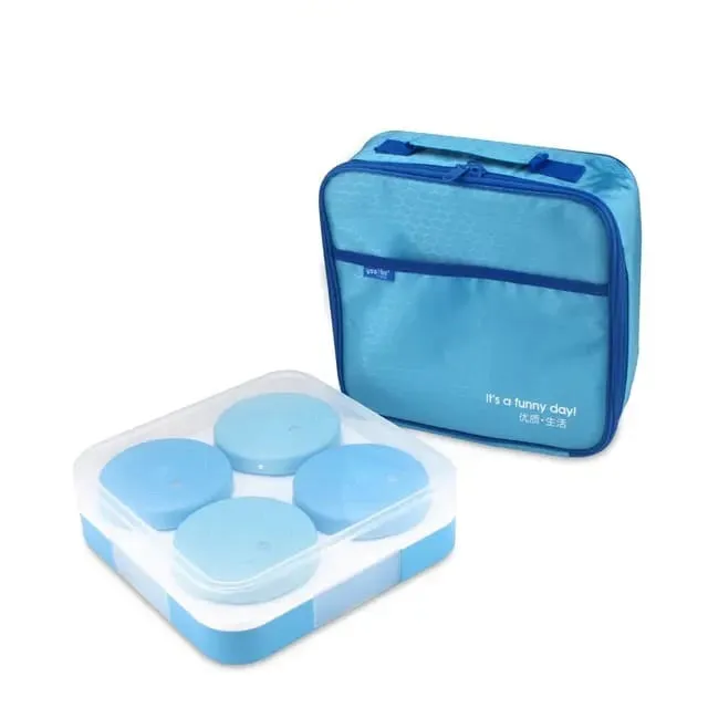 Bento Blast 4 Compartment Stainless Steel Bento Lunch Box with Bag