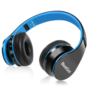 BESTGOT Kids Bluetooth Headphones BT6002 Wireless Headphones for Kids Children Adults for School Foldable Headset for 18 Hours for PC/Phone/Tablets/TV (Black/Blue)