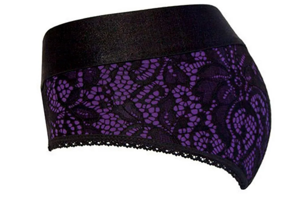 Black & Purple Crotchless Panty Harness