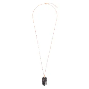 Black Oval Stone Pendant Necklace