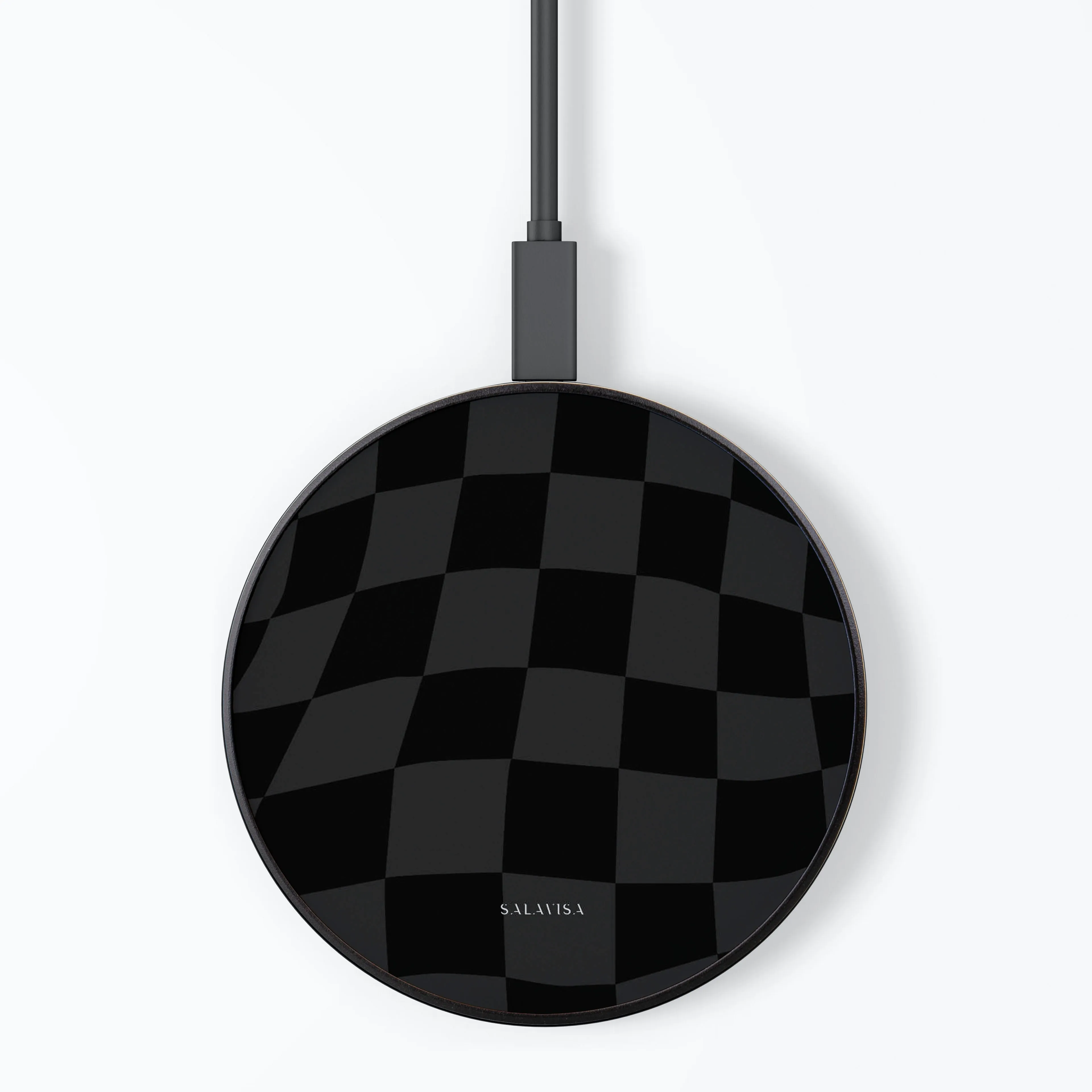 Black Wave Checkered Wireless Charger