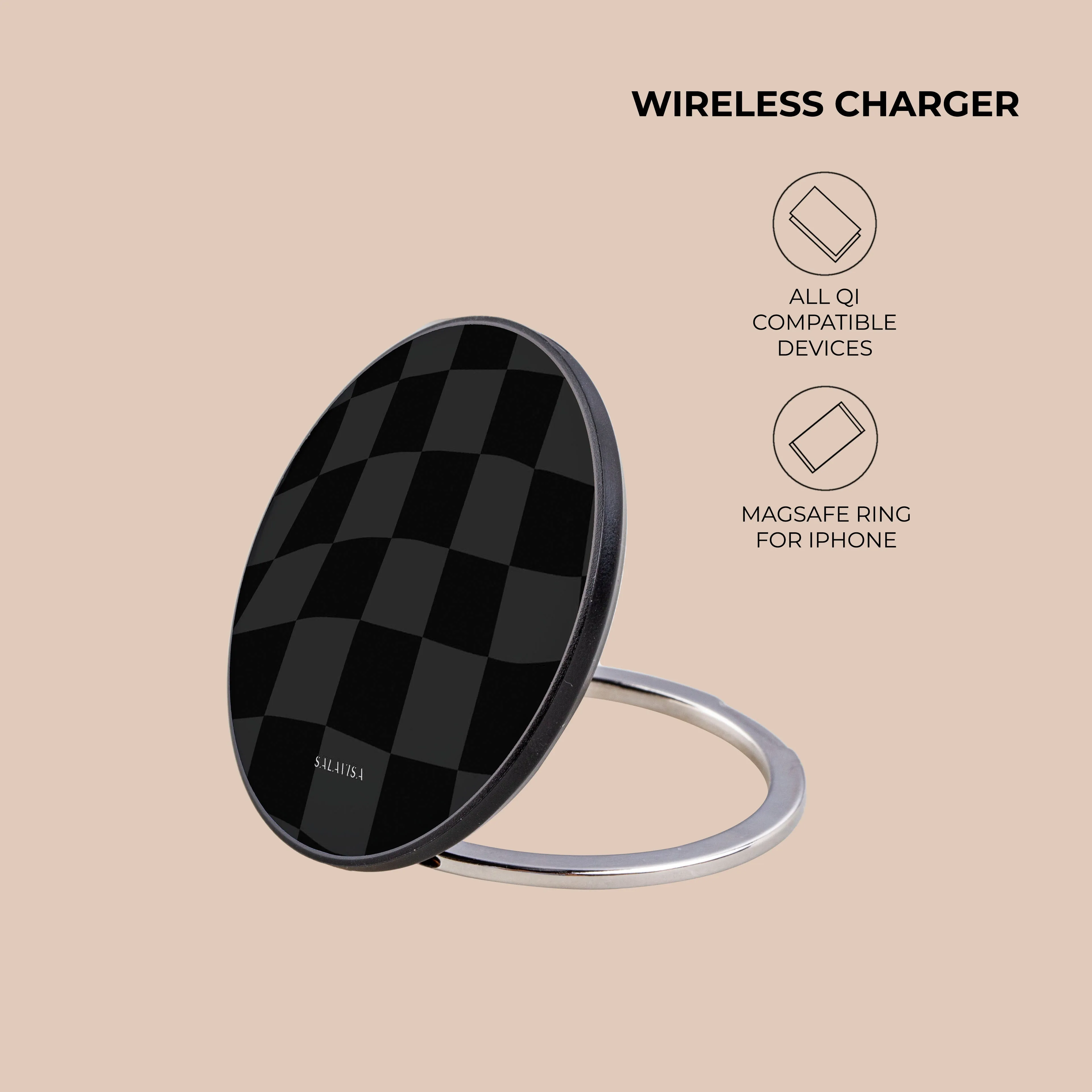 Black Wave Checkered Wireless Charger