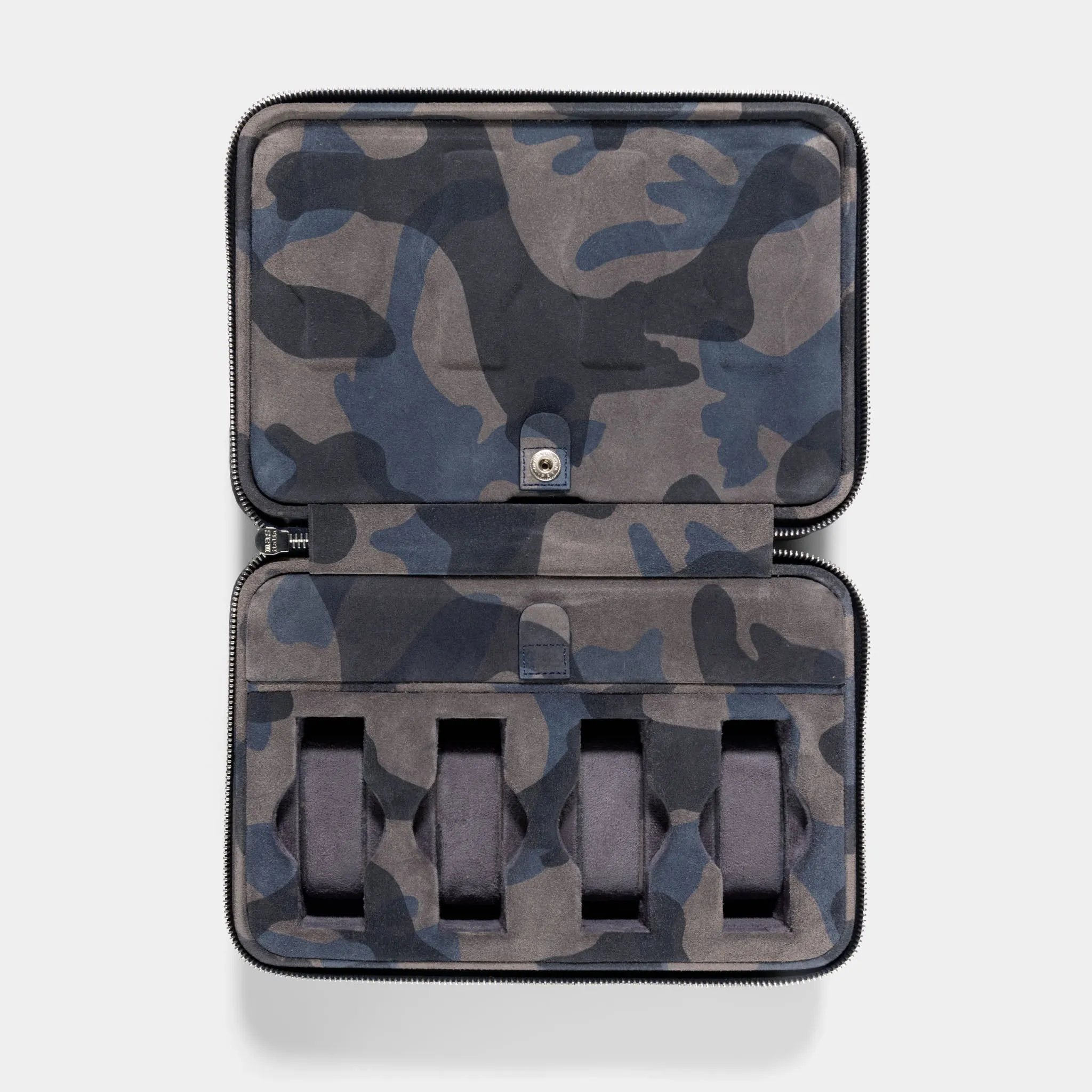 Blue Camo Suede Luxury Leather Watch Box by JPM