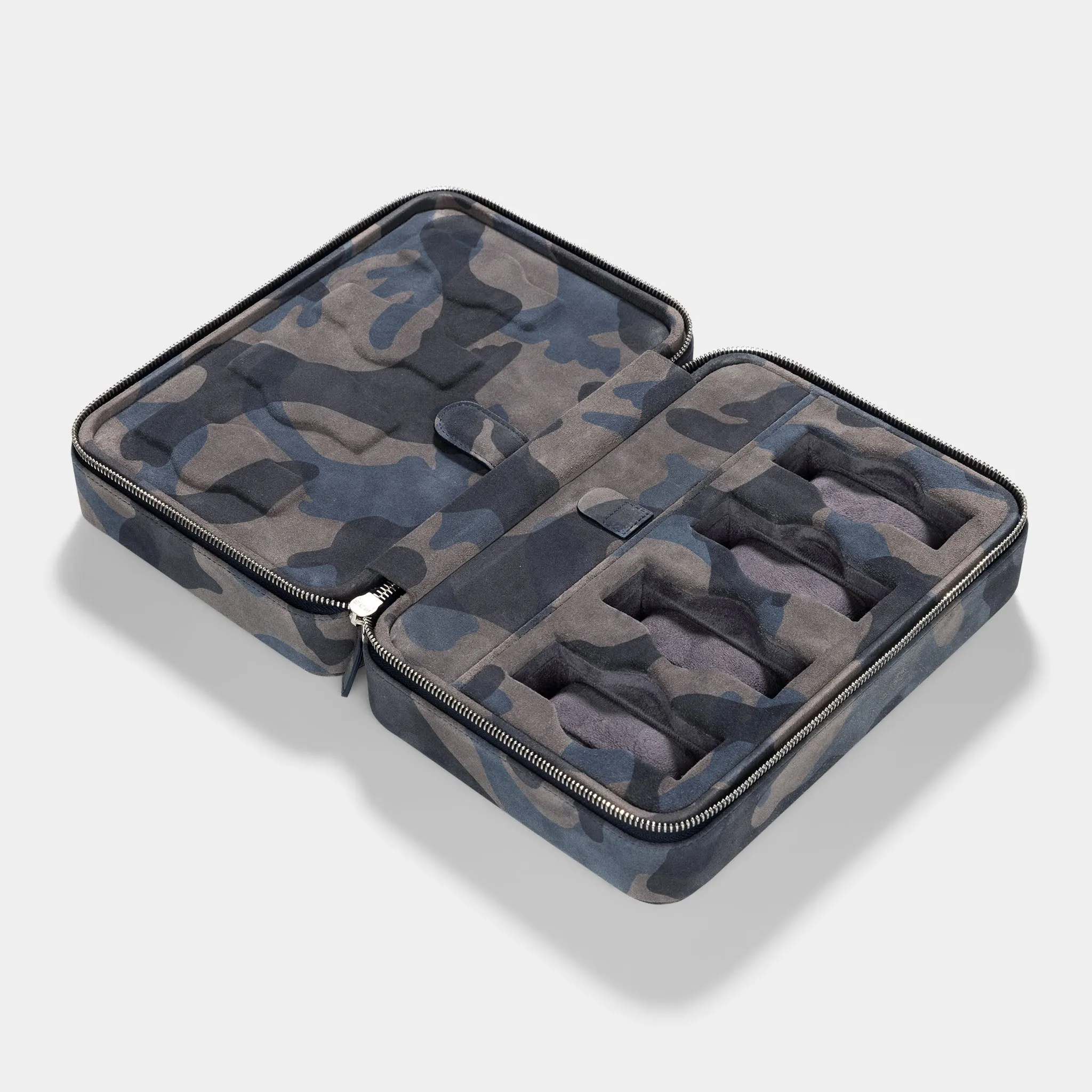 Blue Camo Suede Luxury Leather Watch Box by JPM