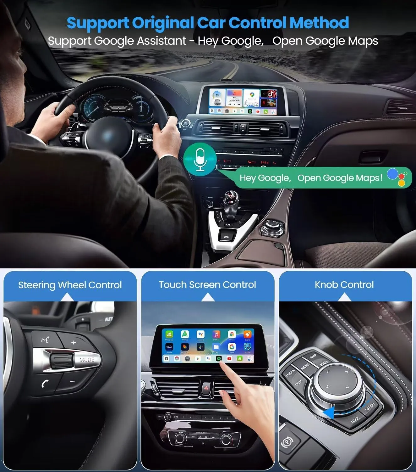 BMW Carplay AI Box 5.0, 2024 Newest Android 10.0 QCM 6125 8-Core 4 64GB Online YouTube/Netflix/Google Store, Support SIM&TF Card Exclusively for BMW1, 2, 3, 4, 5, 6, 7 Series, X1, X2, X3, X5, X6, X7