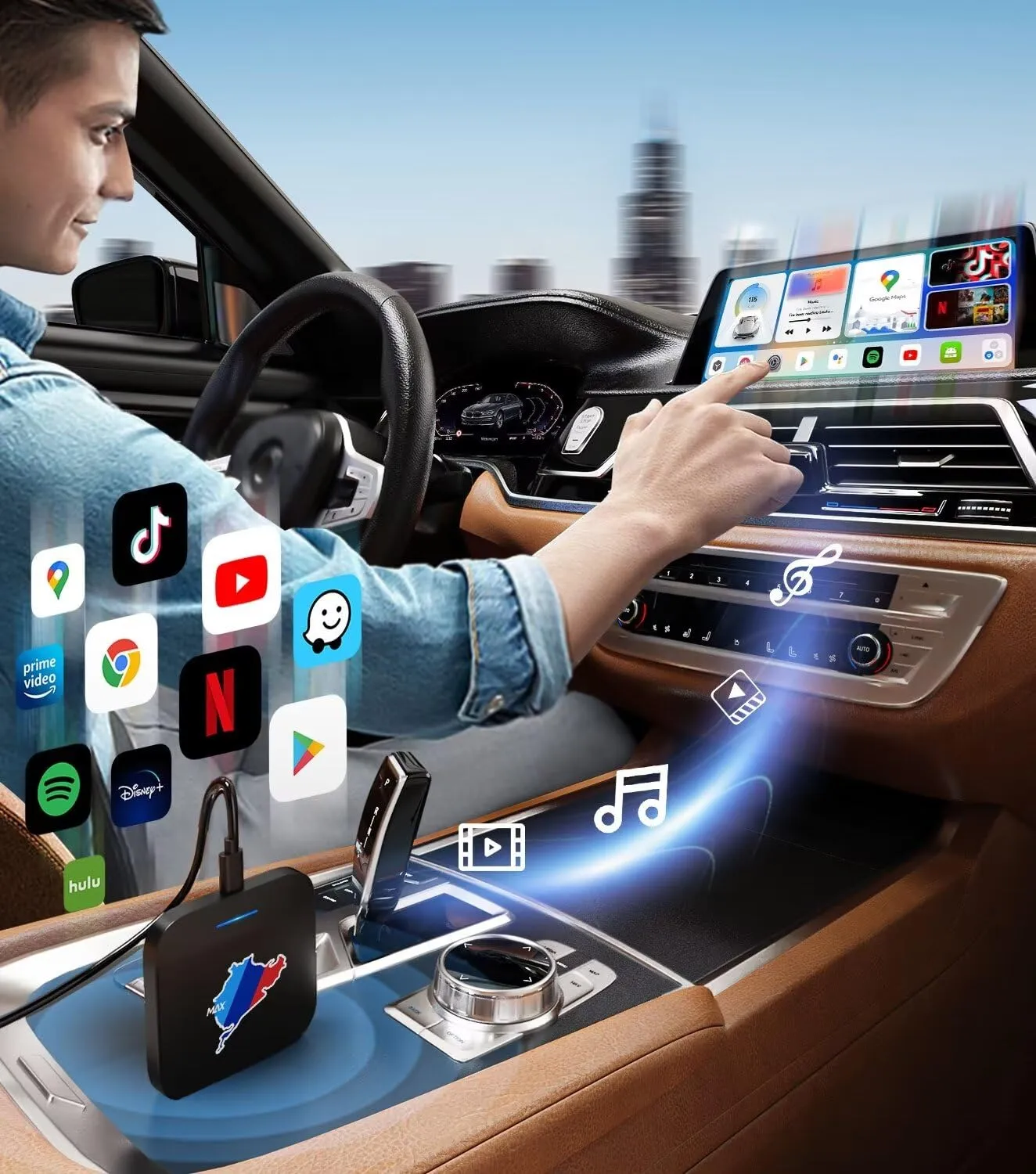 BMW Carplay AI Box 5.0, 2024 Newest Android 10.0 QCM 6125 8-Core 4 64GB Online YouTube/Netflix/Google Store, Support SIM&TF Card Exclusively for BMW1, 2, 3, 4, 5, 6, 7 Series, X1, X2, X3, X5, X6, X7