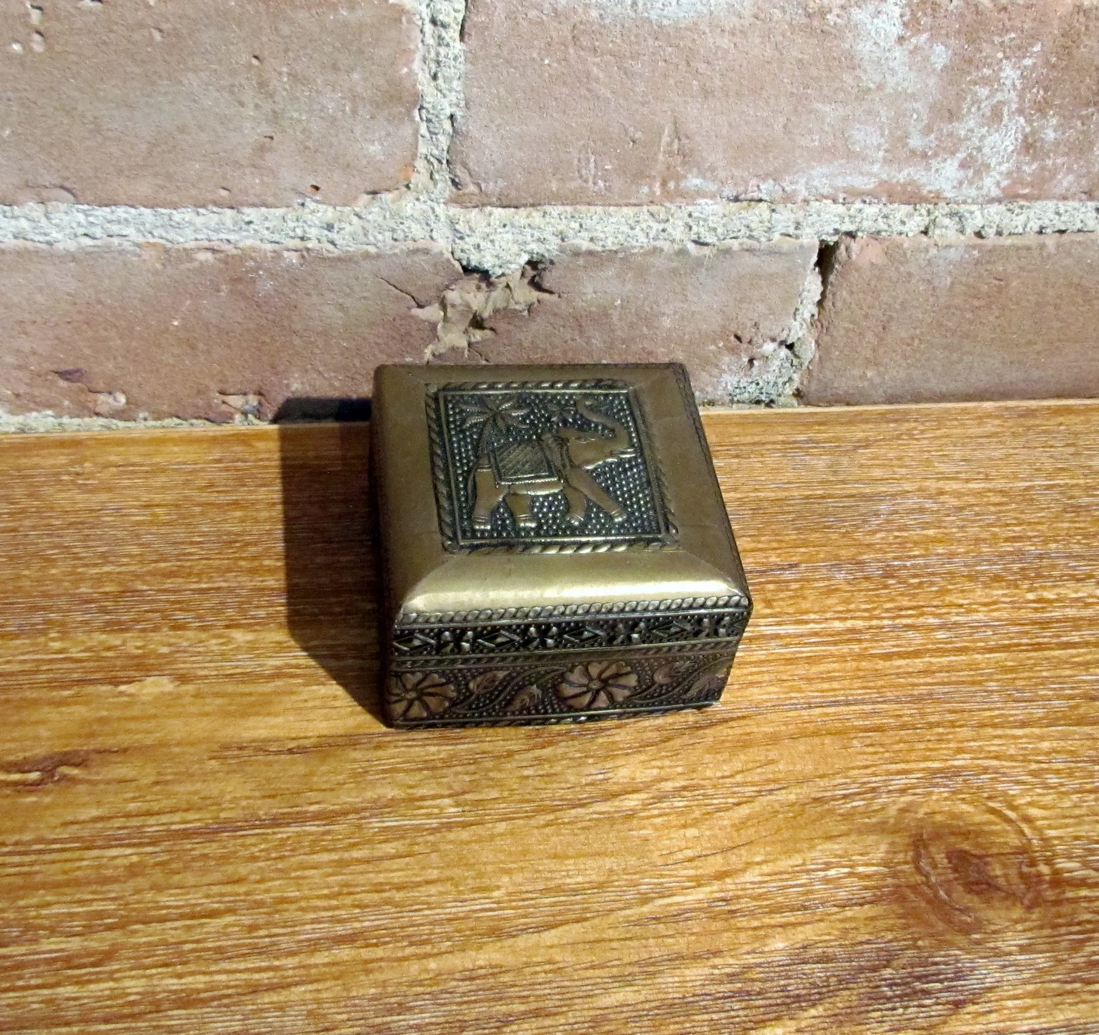 Brass & Wood Elephant Trinket Box