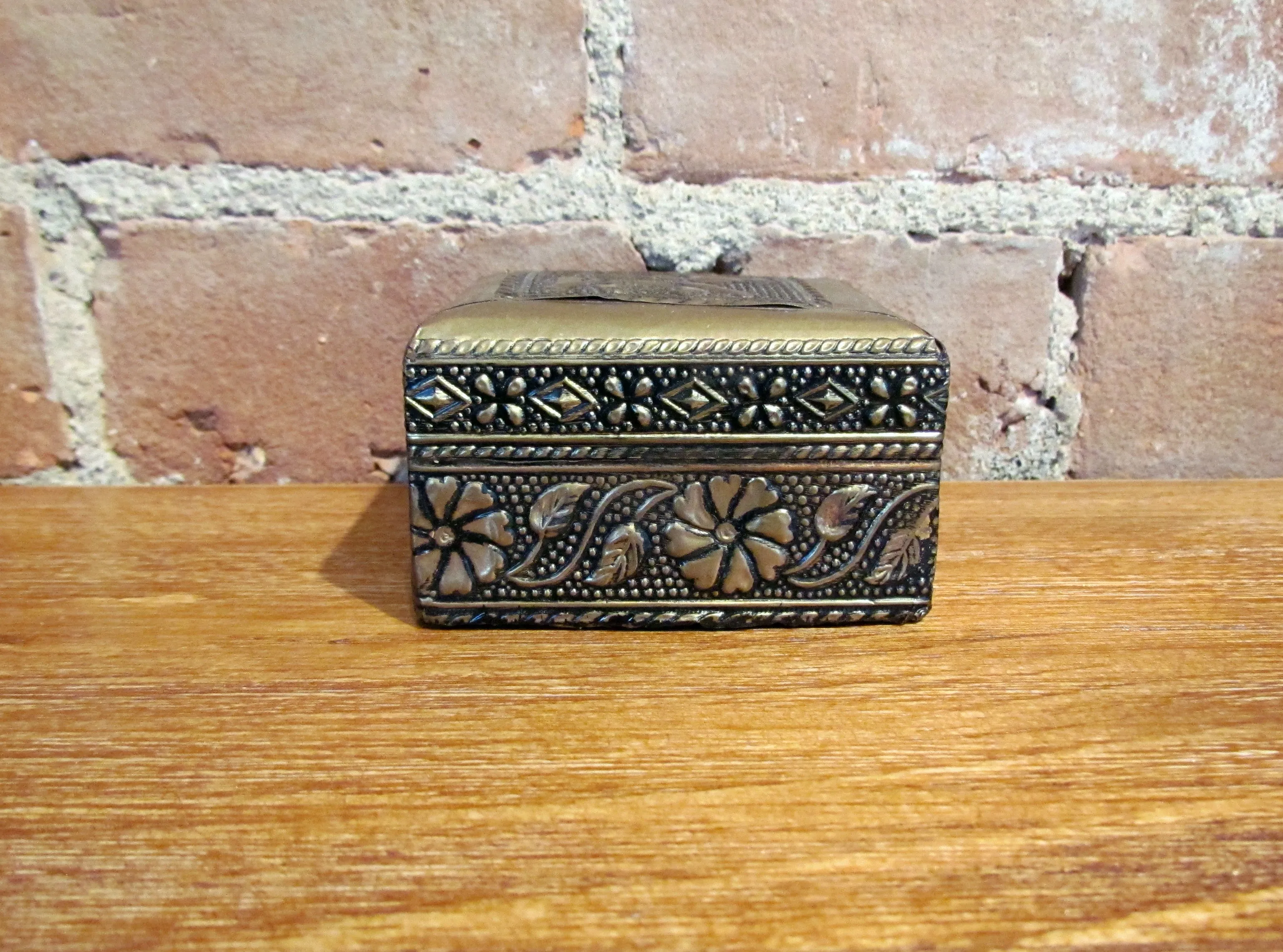 Brass & Wood Elephant Trinket Box