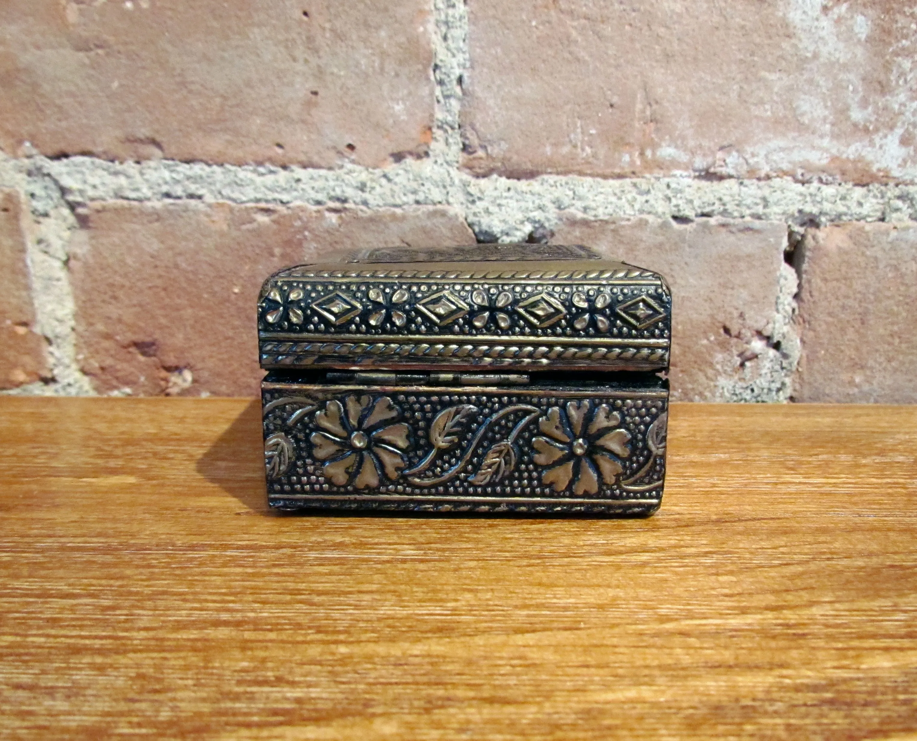 Brass & Wood Elephant Trinket Box