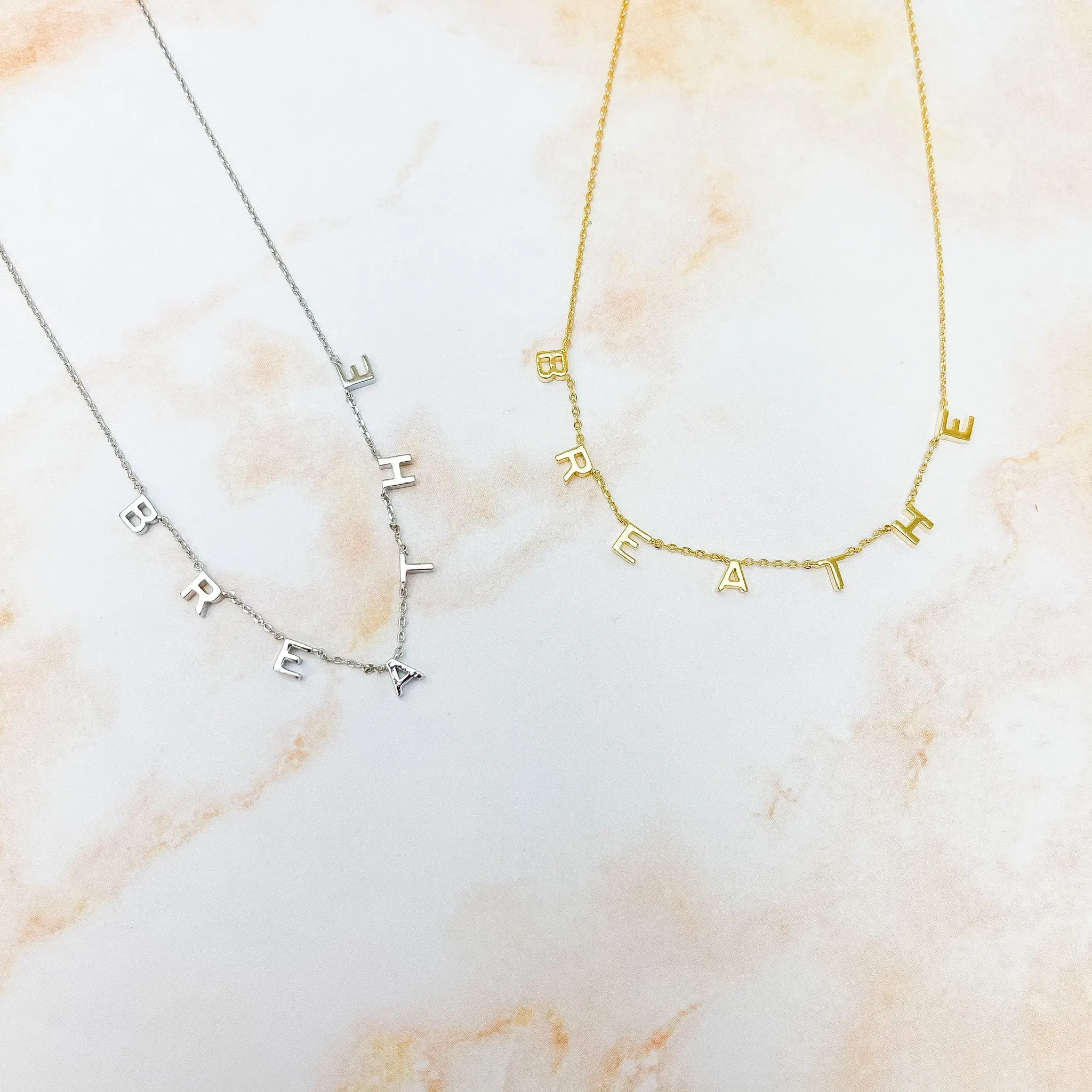 'Breathe' Sentiment Chain Necklace - Gold