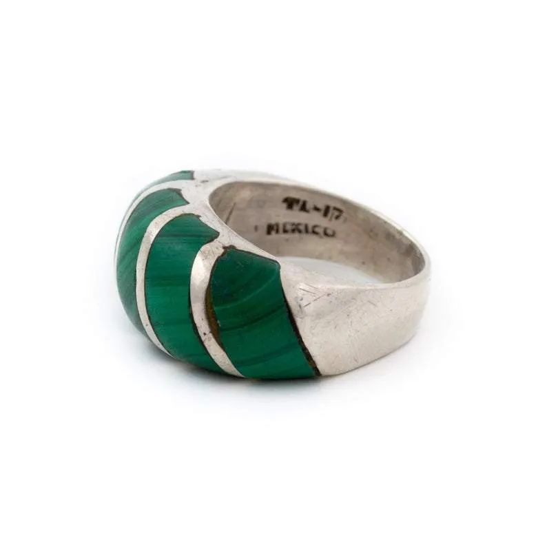 Bulbous 1970's Malachite Ring