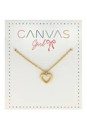 Canvas Style - Clementine Open Heart Children's Necklace in Worn Gold