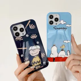 Cartoon Design Cute White Dog with Sky and Friends Charlie Black iPhone Case PLUS XS XR X 11 12 13 14 Pro Promax