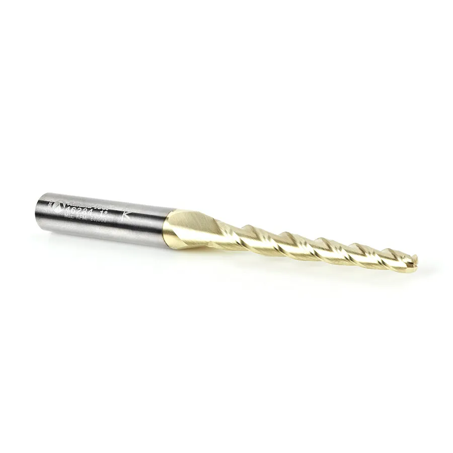 Carving Tapered Ball Nose CNC Router Bit | 1° x 1⁄8 Dia x 1⁄16 Radius x 1 1⁄2 x 1⁄4 Shank x 3" Long | 46284-5 | 738685928455