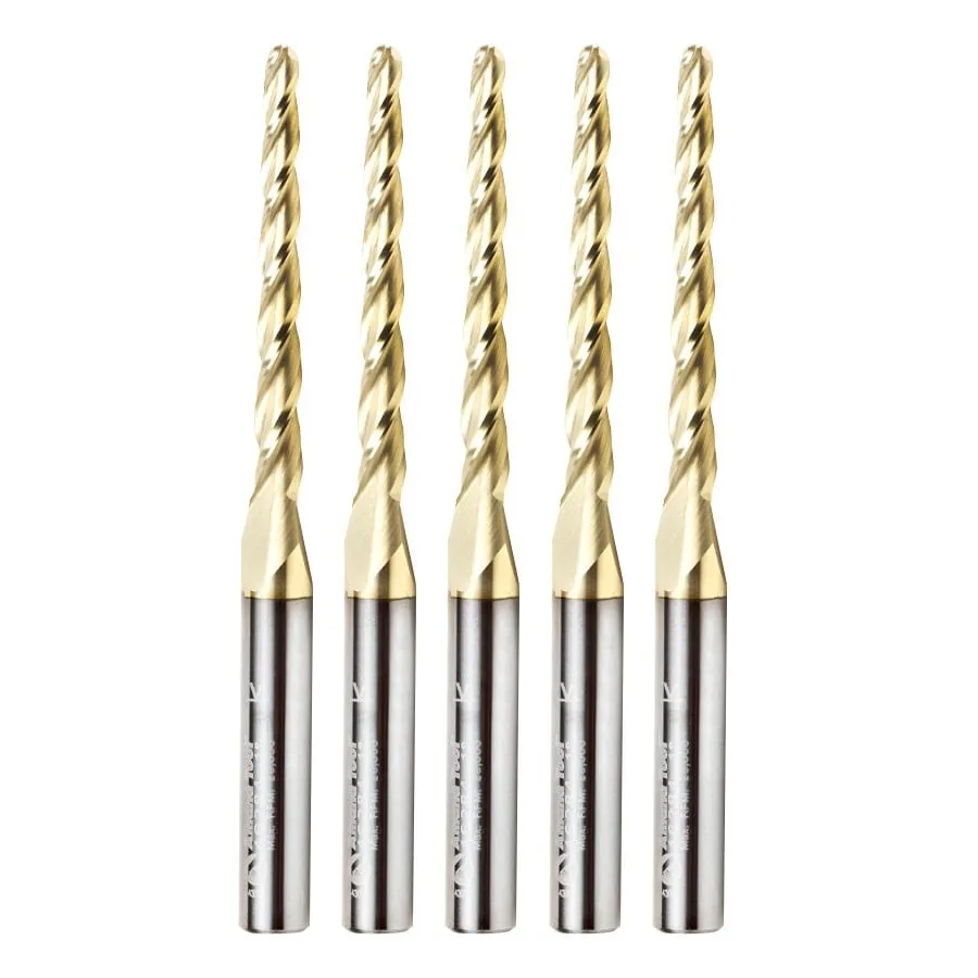 Carving Tapered Ball Nose CNC Router Bit | 1° x 1⁄8 Dia x 1⁄16 Radius x 1 1⁄2 x 1⁄4 Shank x 3" Long | 46284-5 | 738685928455