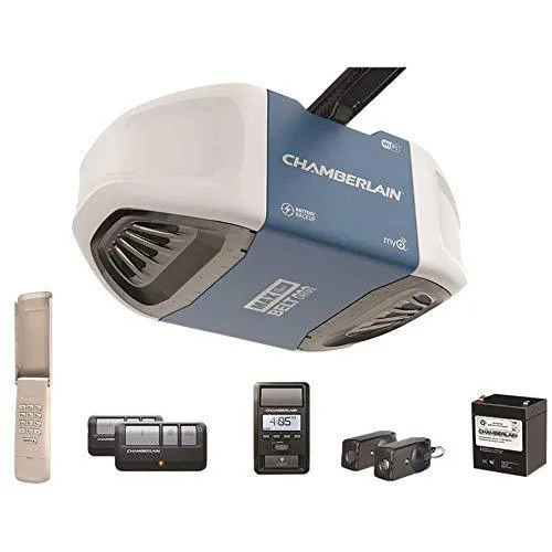 Chamberlain B970T Smart Garage Door Opener with Battery Backup - myQ Smartphone Controlled - Ultra Quiet, Strong Belt Drive and MAX Lifting Power, 1.25 HP, Wireless Keypad Included, Blue