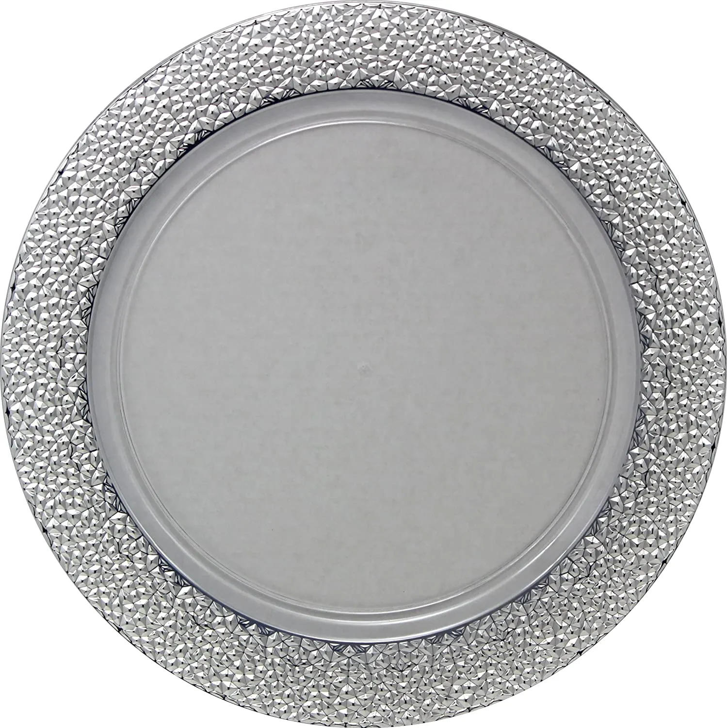 Charger Hammered Design Plates Silver 13" 2CT