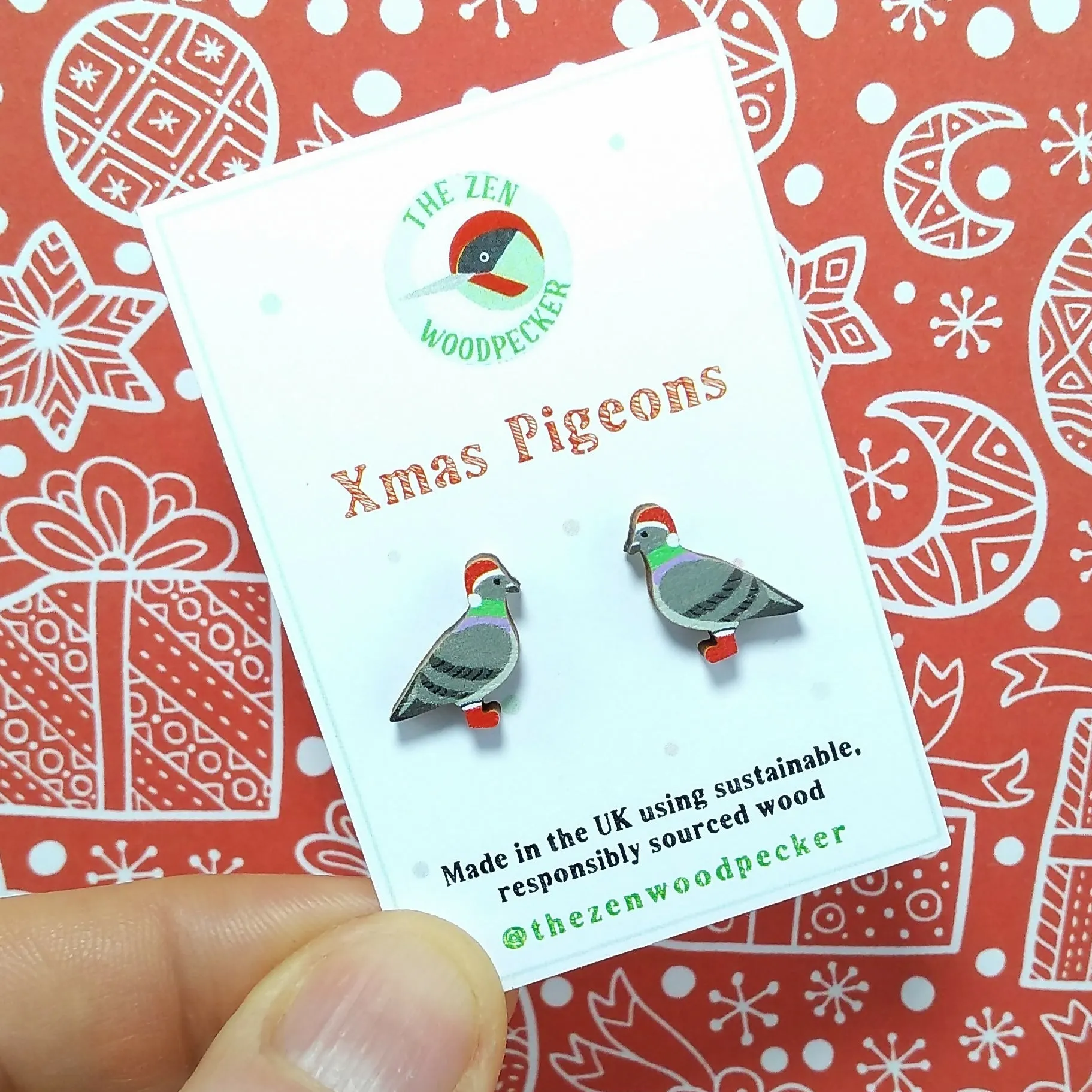 Christmas Pigeon Earrings