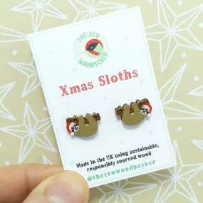 Christmas Sloth Earrings