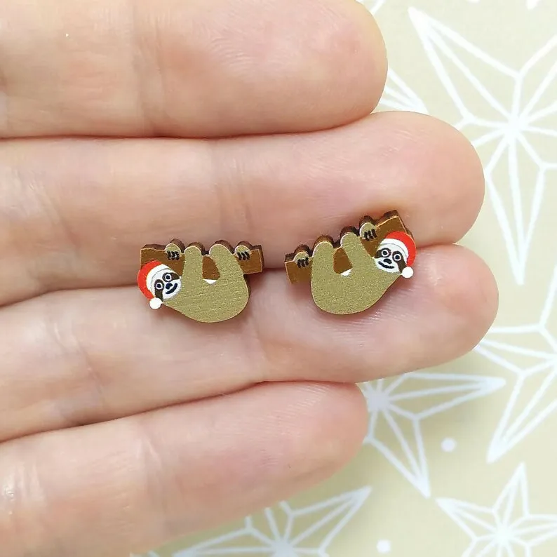 Christmas Sloth Earrings