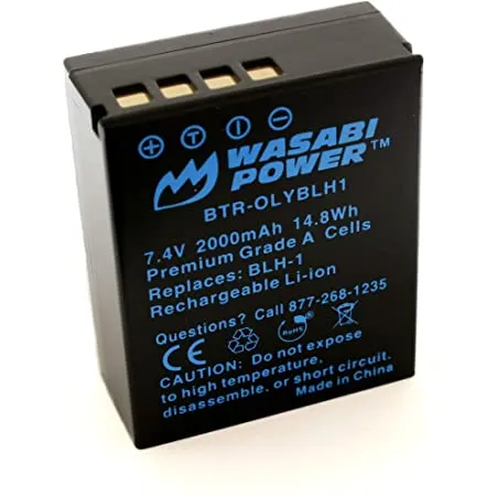 [CLEARANCE] Wasabi Power Battery (2-Pack) and Dual Charger for Olympus BLH-1 Fully Decoded