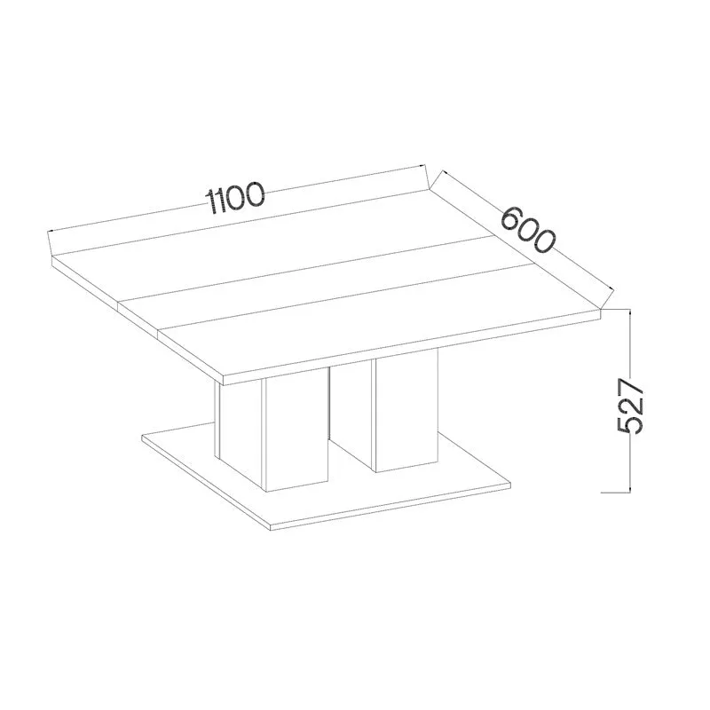 COFFEE TABLE BEN WHITE AND BLACK 110X60CM