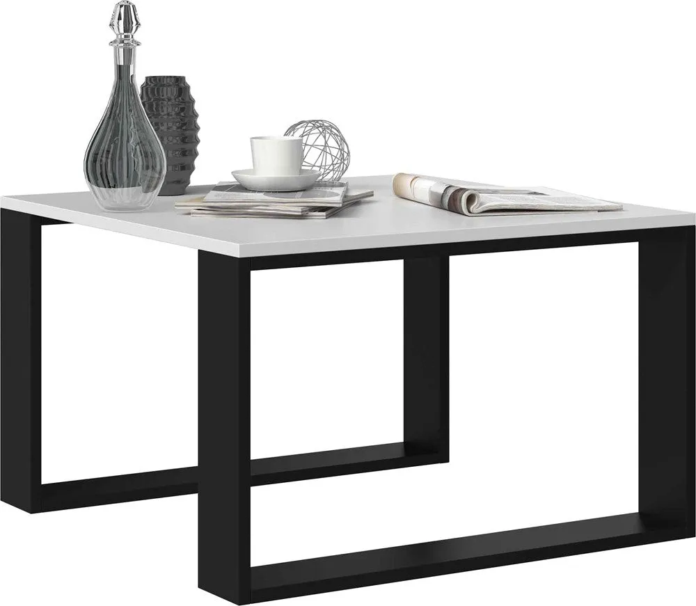 COFFEE TABLE LIVING ROOM LOFT MODERN MINI WHITE BLACK 67x67cm