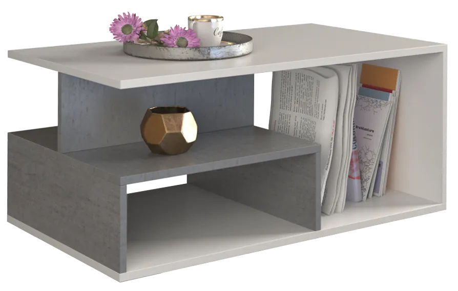 COFFEE TABLE PRIMA WHITE / GREY 90X51CM